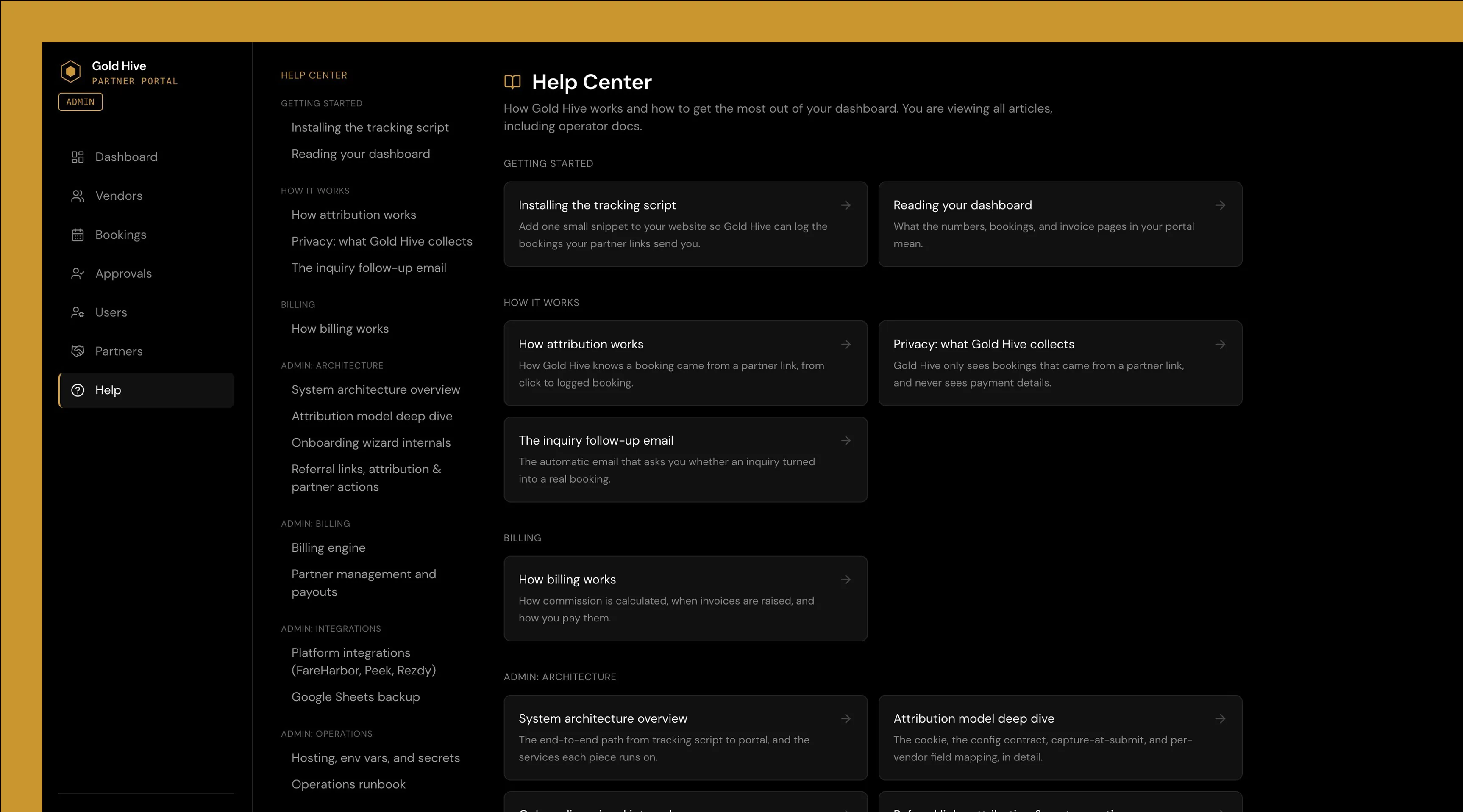 Gold Hive help center