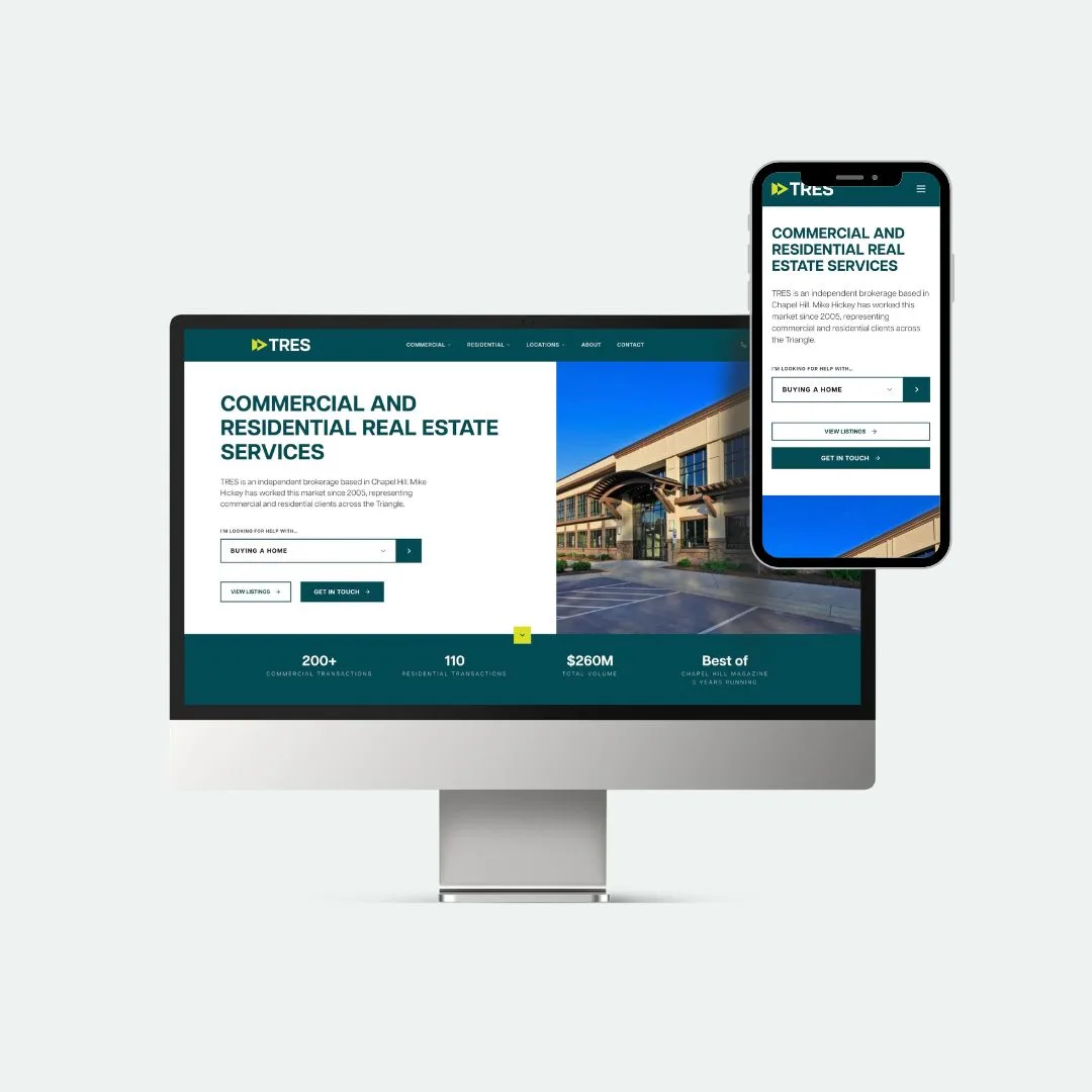 TRES custom website on desktop and mobile